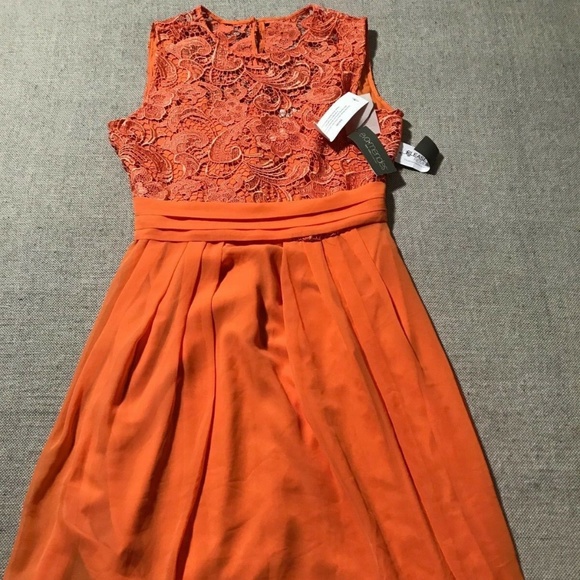 New York & Company Dresses & Skirts - NY & Co Orange Lace Fit‎ & Flare Dress Sz 8 NEW